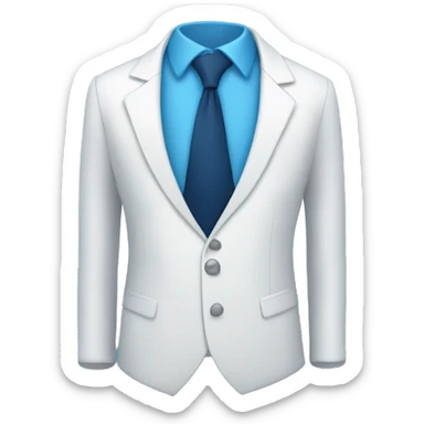 blue pent coat with white shirt and blue tie sticker