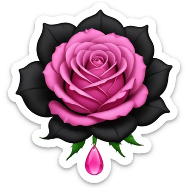 emo black rose with a pink teardrop sticker