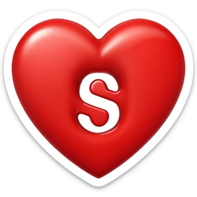Love heart in red colour and center S letter only sticker
