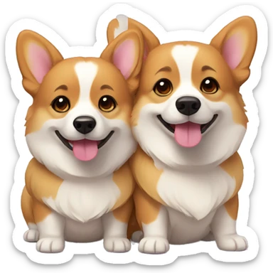 corgi dogs couple family sticker