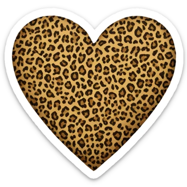 leopard print heart sticker