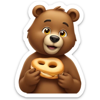 Bear eating a honey bun sticker