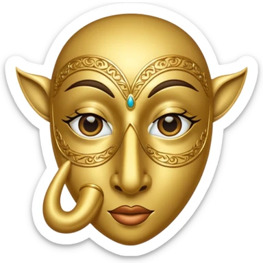 Gold mask covering only eyes with a long nose sticker