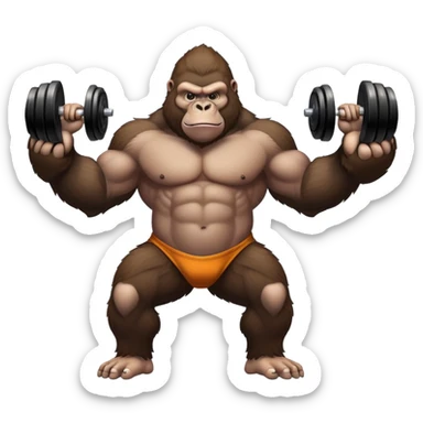 A buff gorilla doing gym poses sticker