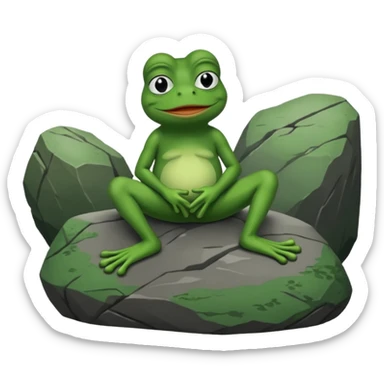 pepe the frog sitting on rock sticker