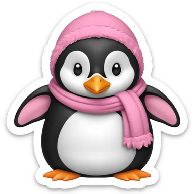 Ein Pinguin mit einer Kuschel Decke in Rosa der sich ein Kuschelt sticker