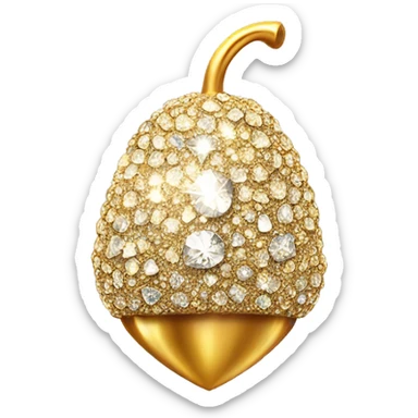 sparkling diamond Acorn like diamond with stem made of gold sticker