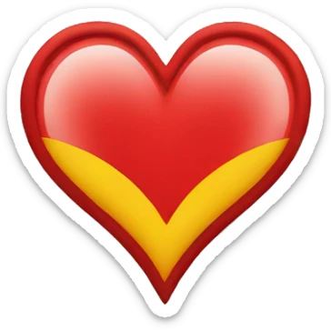 Heart emoji with top half yellow and below part red. sticker