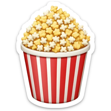 Popcorn in a striped cup with a TV sticker