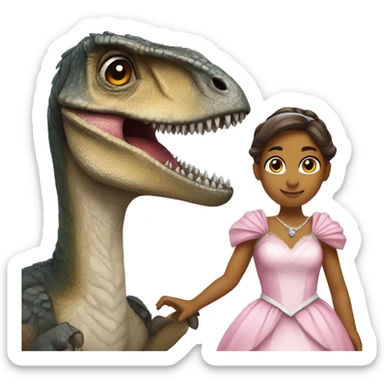 Velociraptor with a princess costume sticker