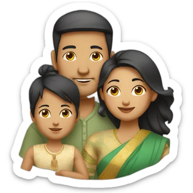 FamilyIndian father Chinese wife and mixed baby sticker