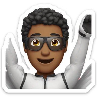 black hair guy with fair skin tone doing skydive sticker