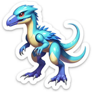 Shiny Sparkly Nebula Futuristic Fakemon-Pokemon-Digimon-Spectrobes-Raptor-fusion, full body sticker