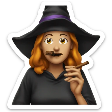 A witch smoking a cigar sticker