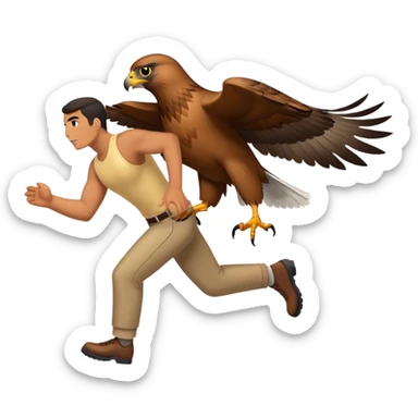 hawk chasing man sticker