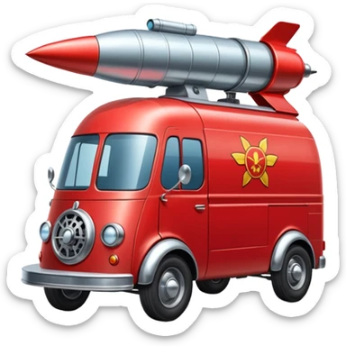 Heroic SuperBug Ron’s exterminator superminator antique rocket-powered tall robot transit van (motto: Bombing creepy bugs is fun) sticker