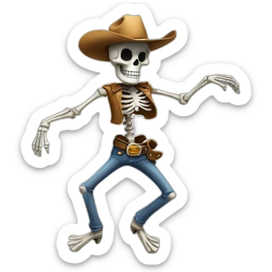 dancing skeleton with a cowboy hat sticker