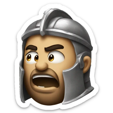 Bored Gladiator: A gladiator with a helmet and sword resting on the ground, yawning and looking disinterested, as if waiting for the next fight and tired of waiting. sticker