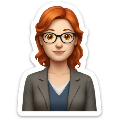 Red hair teacher glasses freckles female plump sticker
