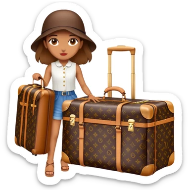 travel girl with louis vuitton luggage  sticker