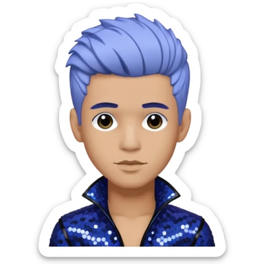 Rauw Alejandro, Puerto Rican Singer with periwinkle hair, black sequin outfit sticker