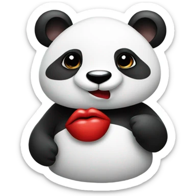 Panda with red lipstick kiss on cheek  sticker