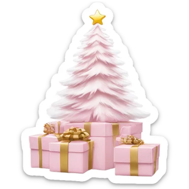 Light pink Christmas gifts under a white Christmas tree  sticker