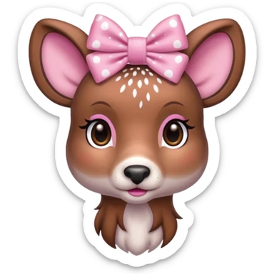 Doe with a pink bow sticker
