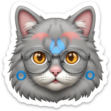 grey cat with glasses sticker