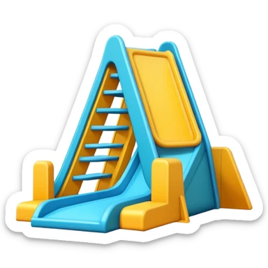 Design a trapezoid-shaped slide with adjustable settings for base width and target height, featuring multiple levels. Please present it in a cartoon style. sticker