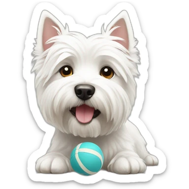 westie with ball sticker