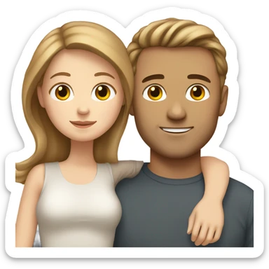White girl with light brown hair and white man with light brown hair hugging  sticker