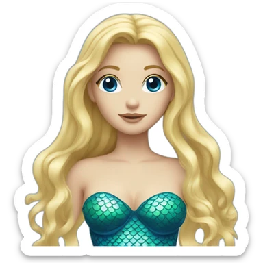 Mermaid with long blonde hair and blue eyes sticker