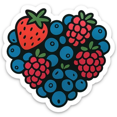 heart shape made out of berries sticker