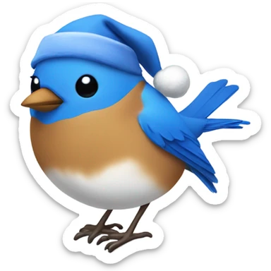 A bluebird wearing a Santa hat  sticker