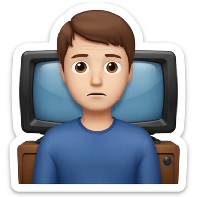 bored man watching television
 sticker