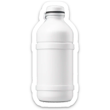 white water bottle with white lid, white handle strap sticker