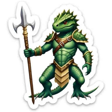 reptilian humanoid troglodyte warrior with spear from Heroes of Might and Magic 3 sticker