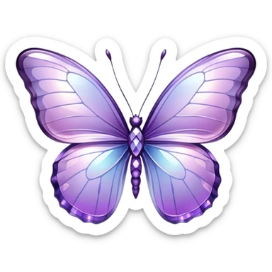 Lilac lavender Iridescent glass crystal butterfly sticker