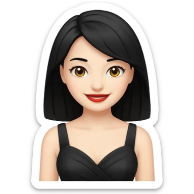 “Emoji girl, femme fatale, black hair. megan fox vibes black dress sticker