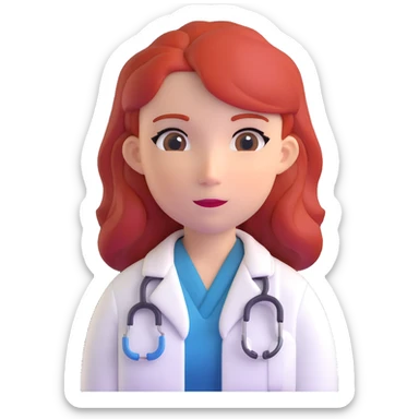 female doctor with red hair sticker
