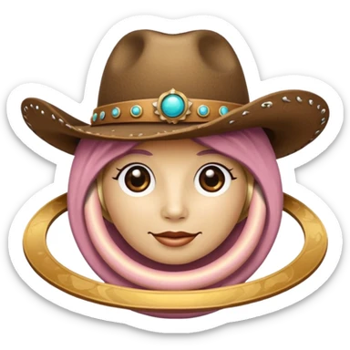 Planet Saturn wearing cowgirl hat sticker