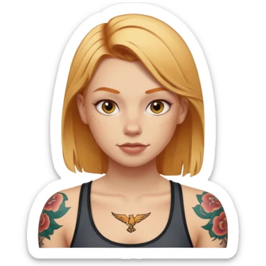 blonde tattoood girl and ginger athleticic girl sticker
