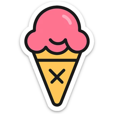ice cream, lineal color outlined icon style, black outlines with color fill, playful and friendly, suitable for digital use sticker