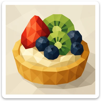 a low-poly polygonal illustration of a fruit tart sticker