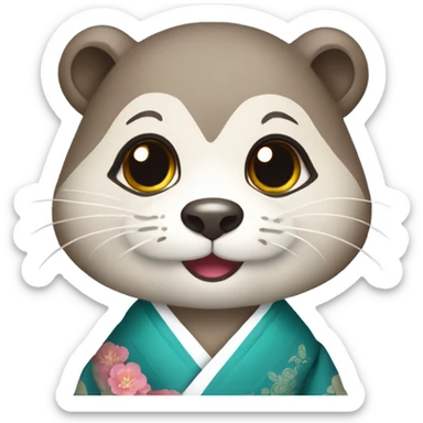 a otter face wearing traditional korean hanbok sticker