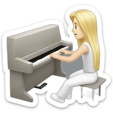 man long blonde hair PLAYING white SYNTHES KEYBOARDS sticker
