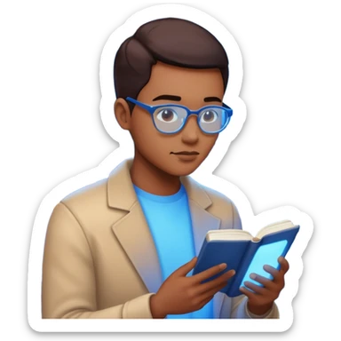 Window with person reading + blue light, Apartment Windows. sticker