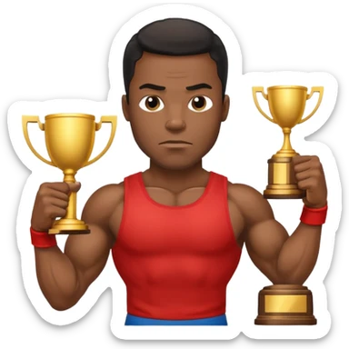 Black man champion holding a trophy sticker