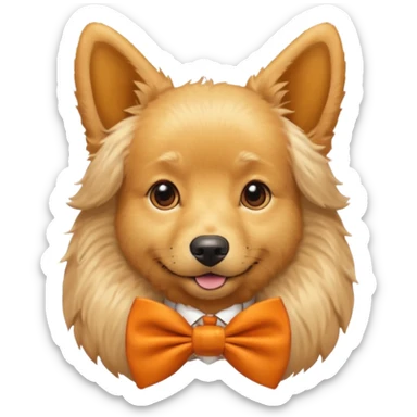 golden dog with orange bow tie sticker